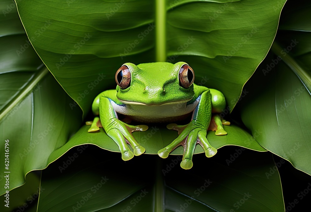 a green white lipped tree frog