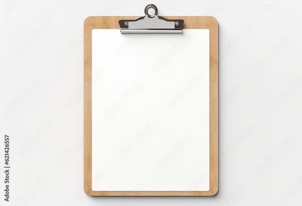 wooden clipboard with blank A4 paper