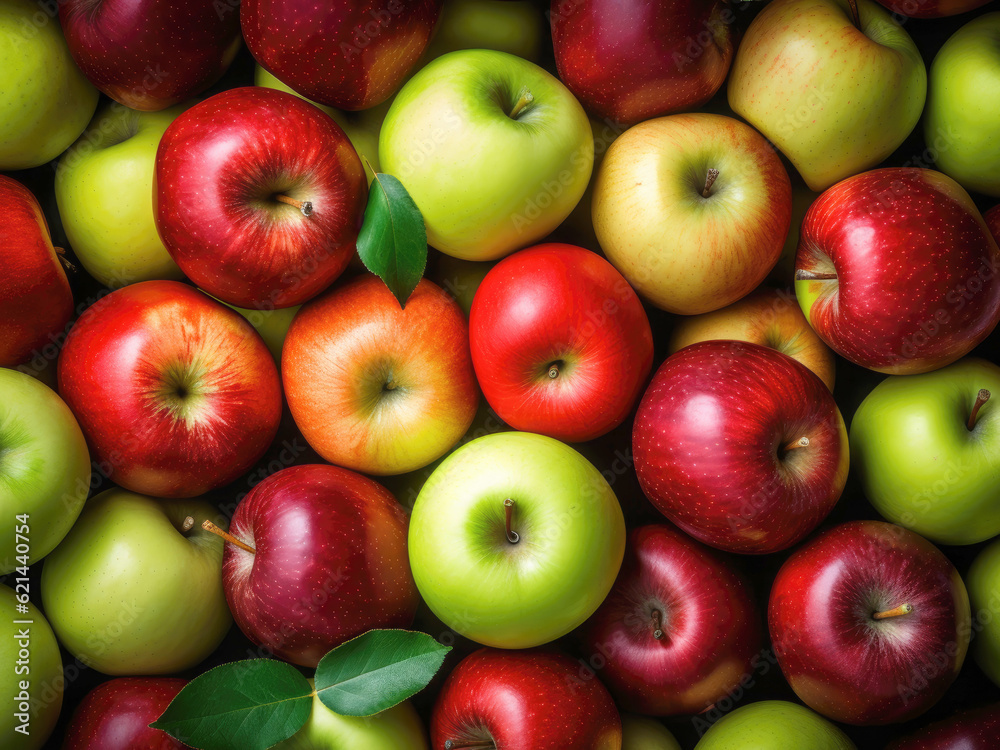 Background of red and green apples