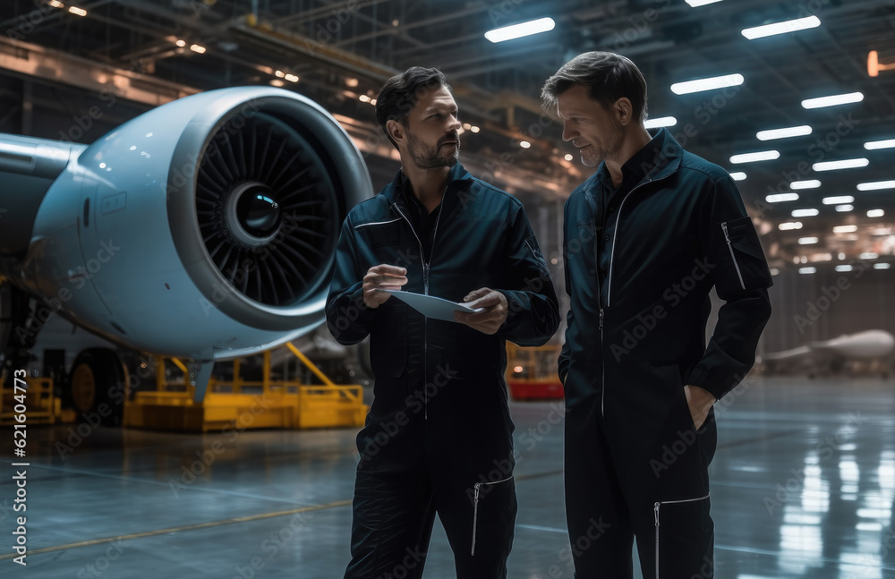 Aircraft Maintenance Engineer, Aircraft Maintenance Mechanic Inspecting and Working on Airplane Jet 