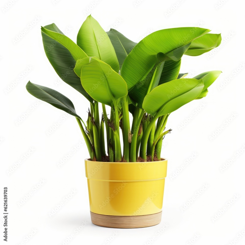 POtted banana plant isolated. Illustration AI Generative.