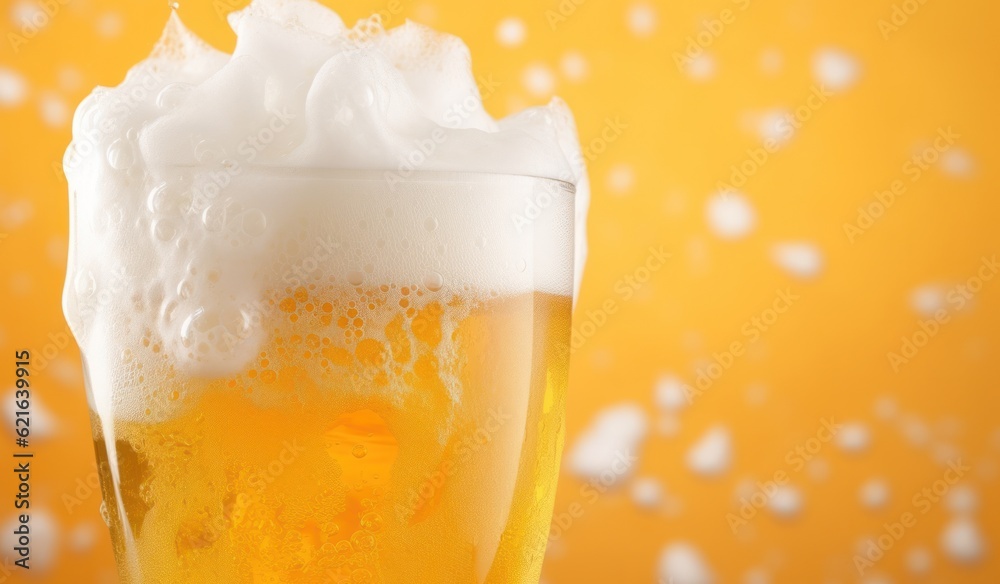 Beer closeup background. Illustration AI Generative.