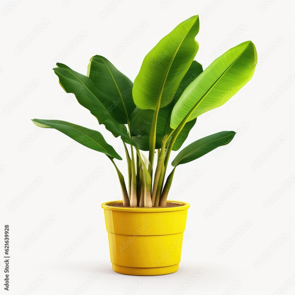 POtted banana plant isolated. Illustration AI Generative.