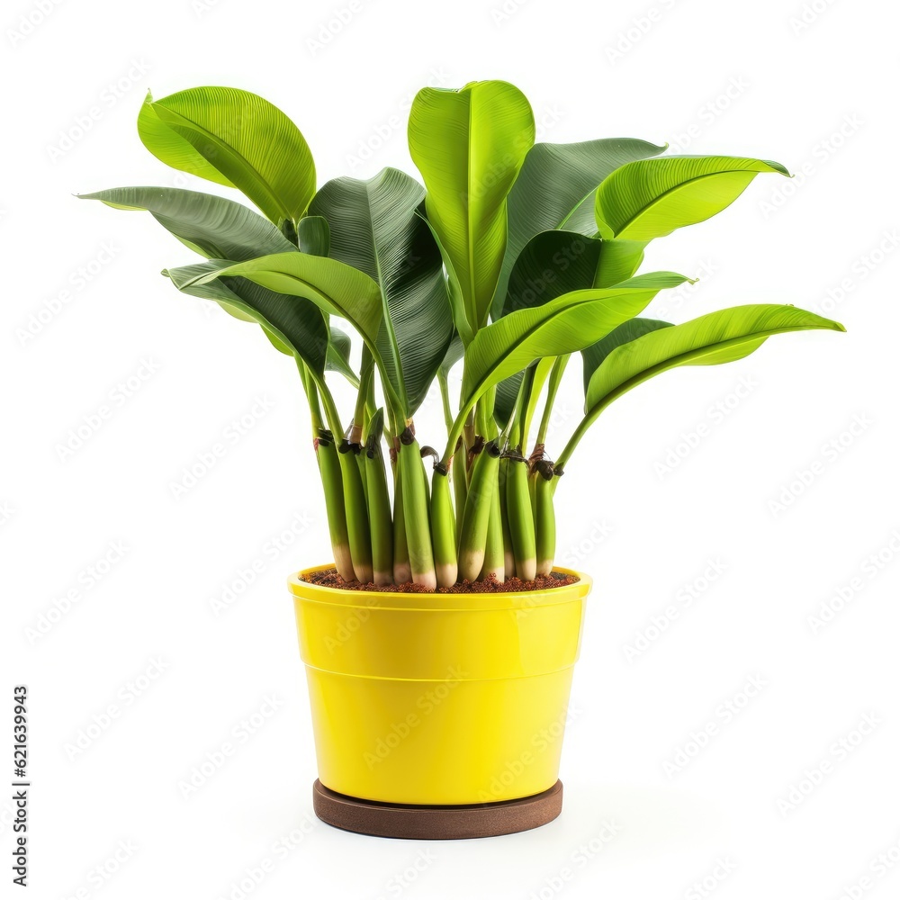 POtted banana plant isolated. Illustration AI Generative.