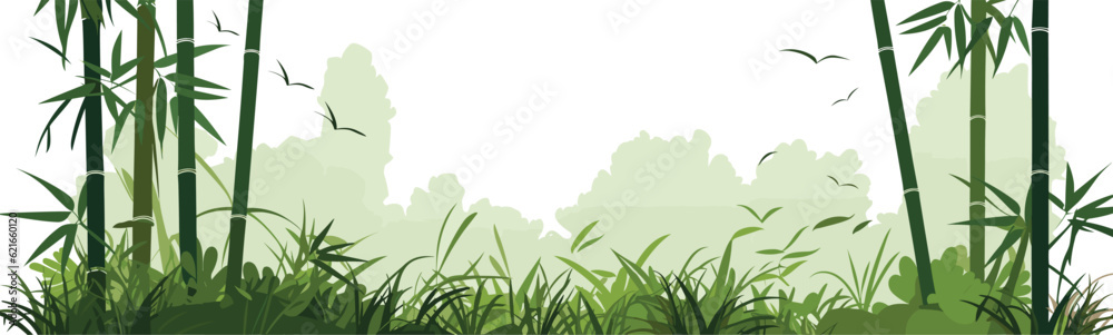 A dense bamboo forest vector simple 3d smooth cut isolated illustration