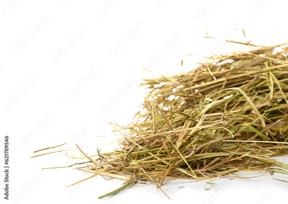 Heap of straw on white background