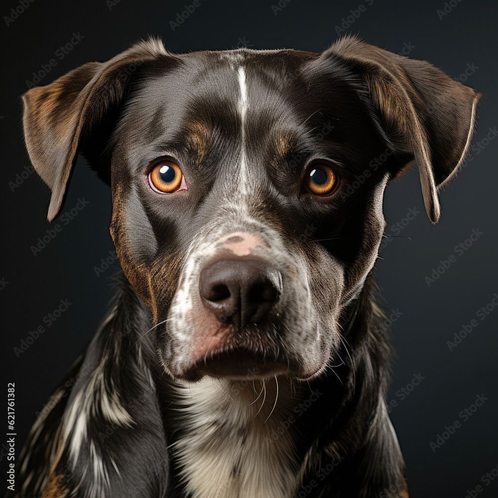 A Catahoula Leopard Dog (Canis lupus familiaris) with captivating dichromatic eyes.