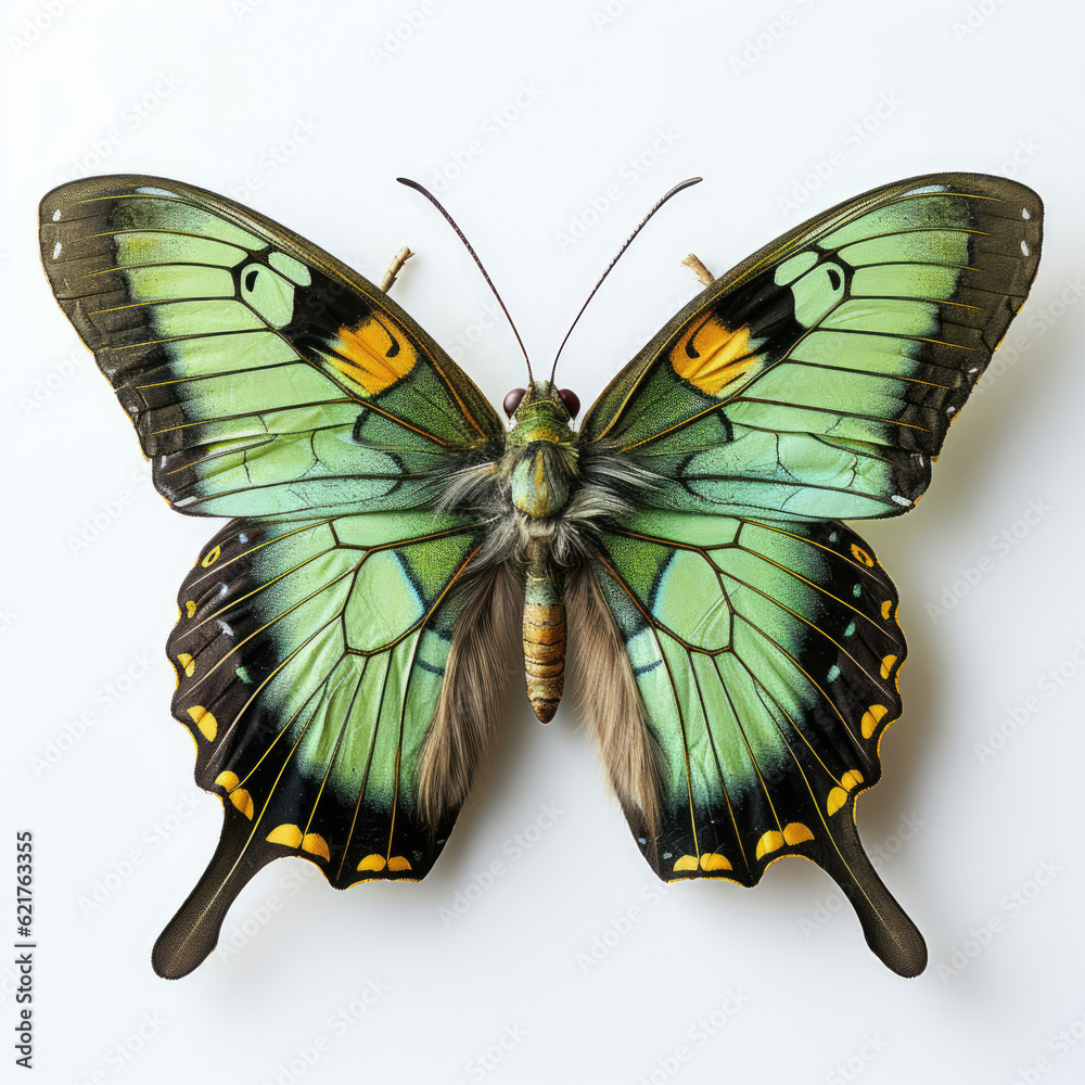 Top-down view of a Lime Butterfly (Papilio demoleus).