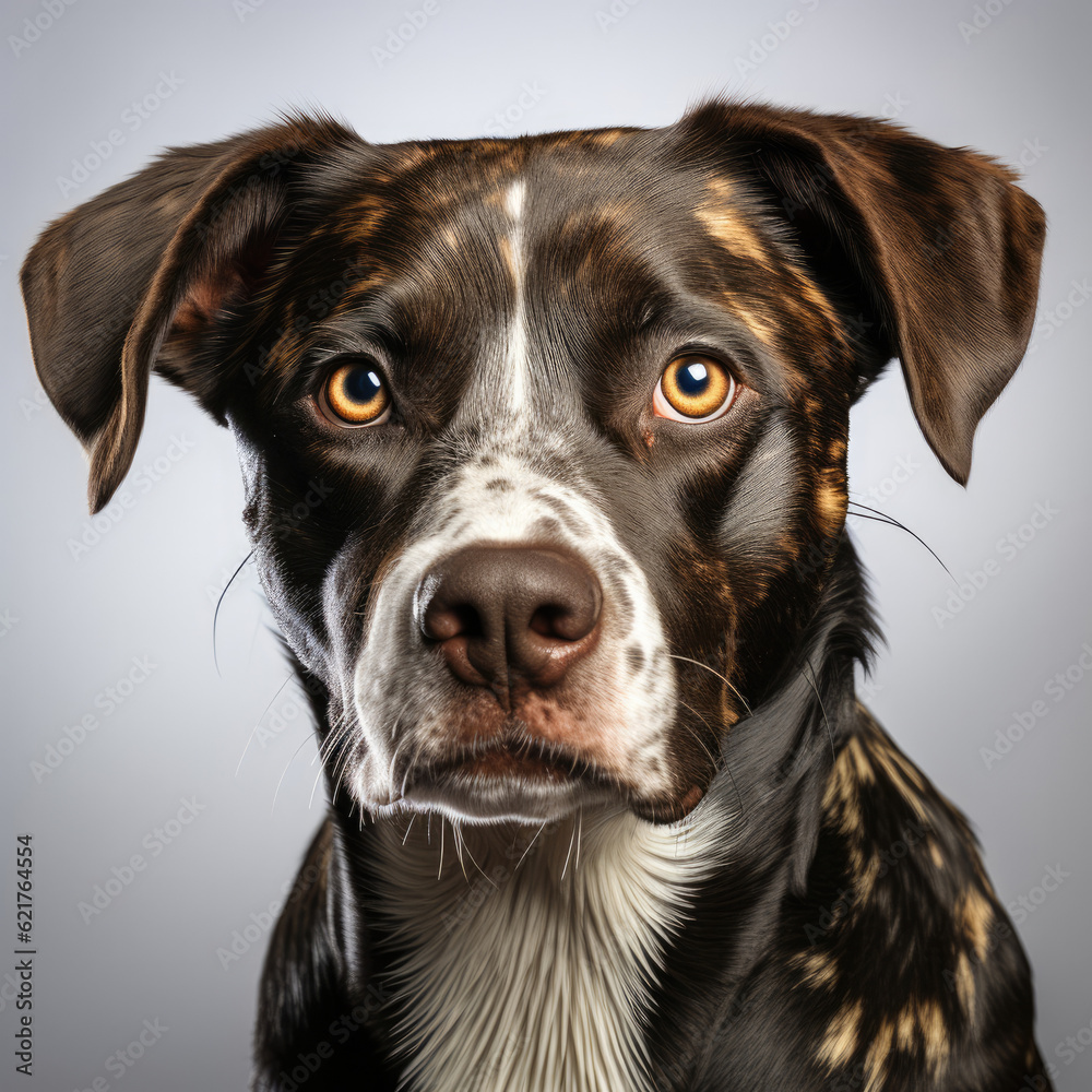 A Catahoula Leopard Dog (Canis lupus familiaris) with captivating dichromatic eyes.