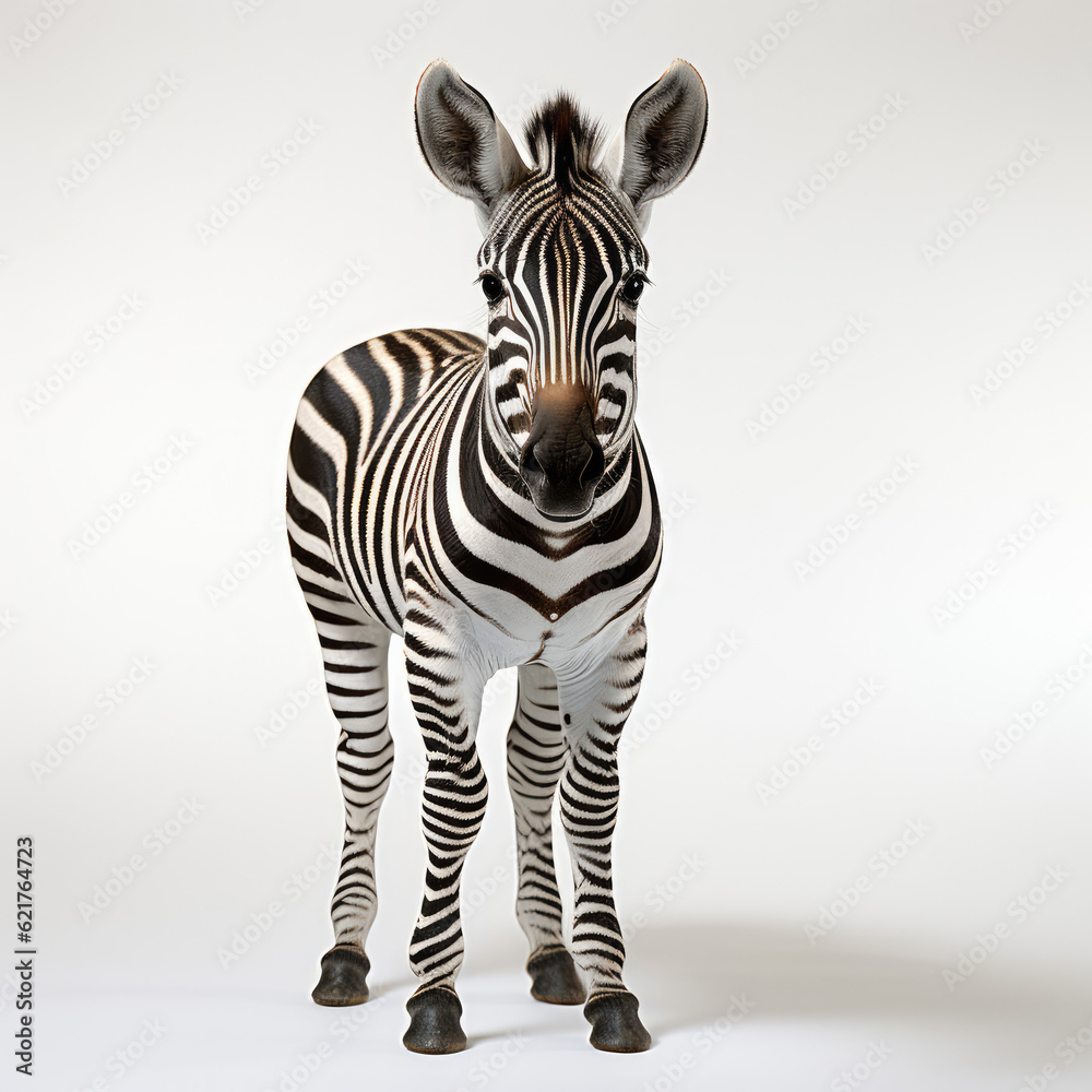 A juvenile Zebra (Equus quagga) with its distinctive black and white stripes.