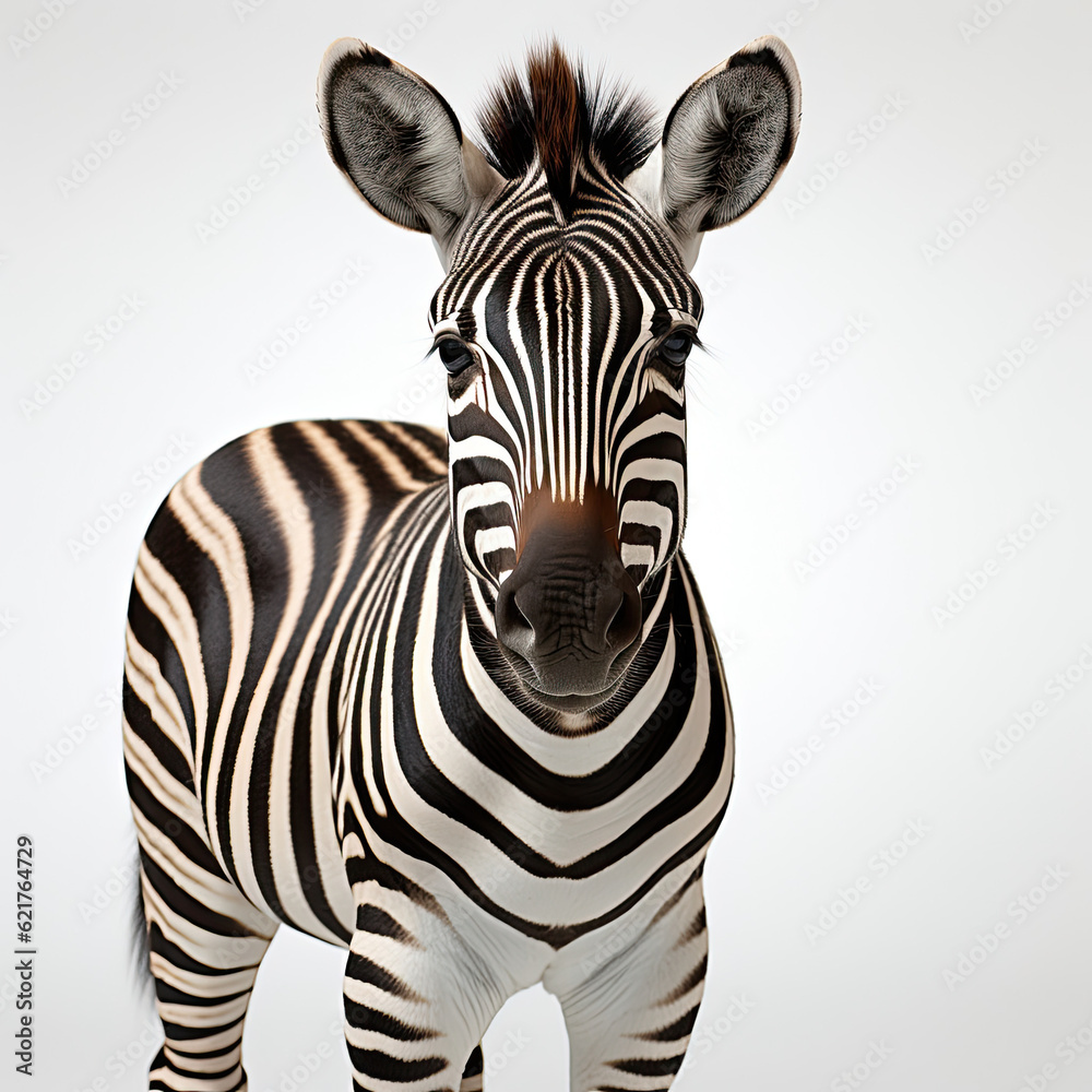 A juvenile Zebra (Equus quagga) with its distinctive black and white stripes.