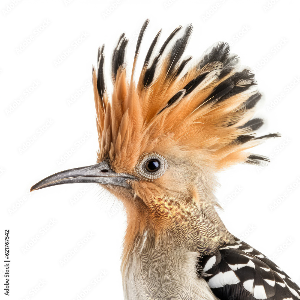 An intricate Hoopoe (Upupa epops) showcasing its unique crown of feathers.