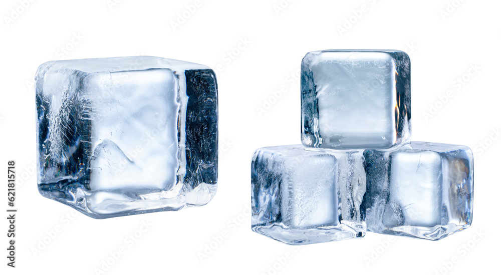 ice cubes isolated on white background.