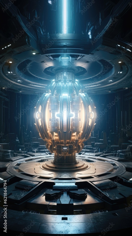 hyperspace antimatter reactor, science-fiction, dramatic, volumetric lighting