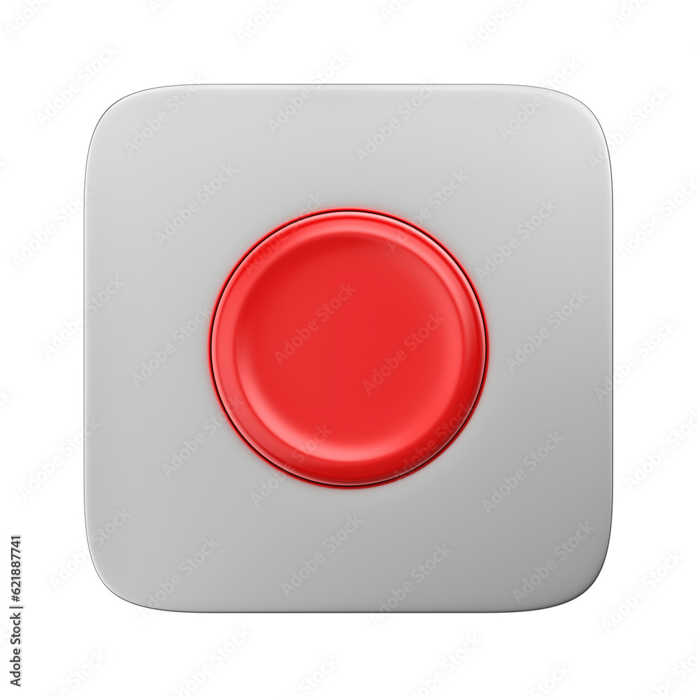 Shiny red button on transparent background