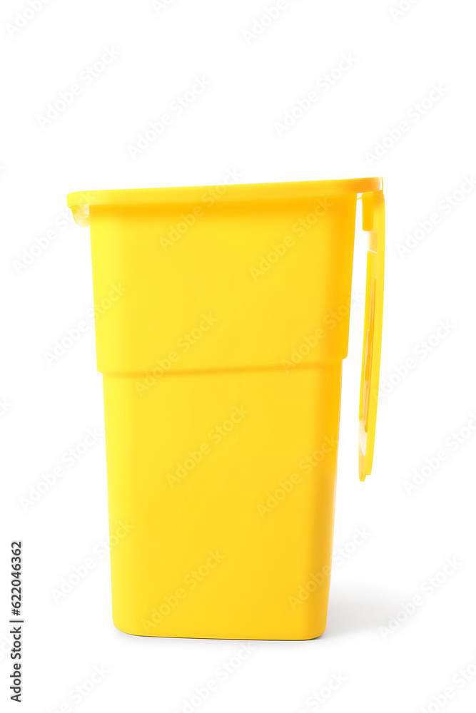 Yellow container for garbage isolated on white. Recycling concept