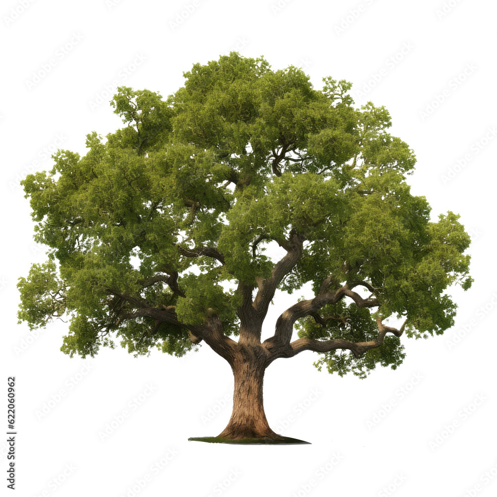 Oak tree isolated. Illustration AI Generative.