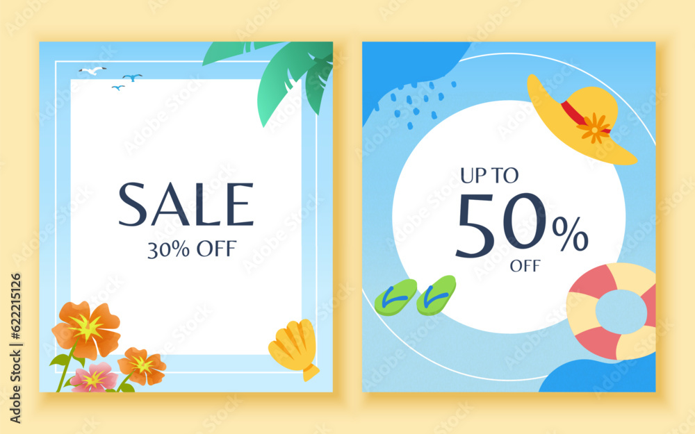 Refreshing summer sale poster set