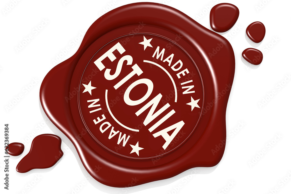 Label seal of Made in Estonia isolated on white background, 3D rendering