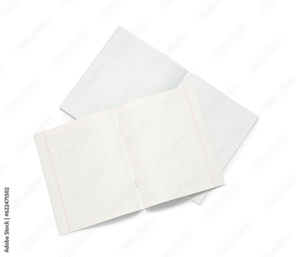 Open new notebooks isolated on white background