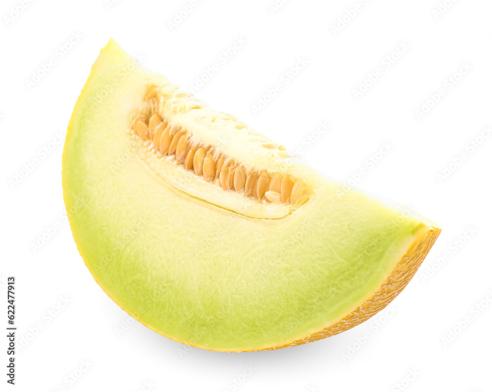 Piece of sweet melon on white background