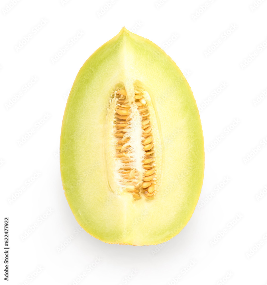 Piece of sweet melon on white background