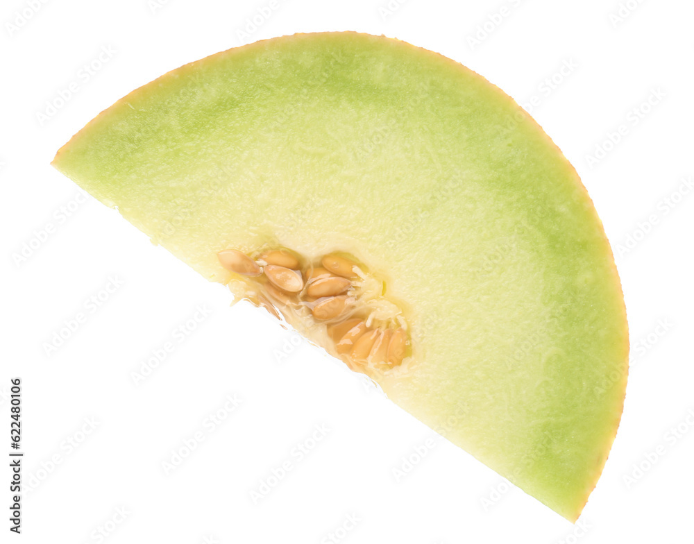 Piece of sweet melon on white background