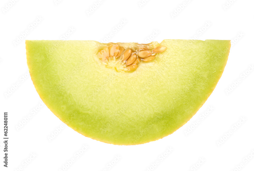 Piece of sweet melon on white background