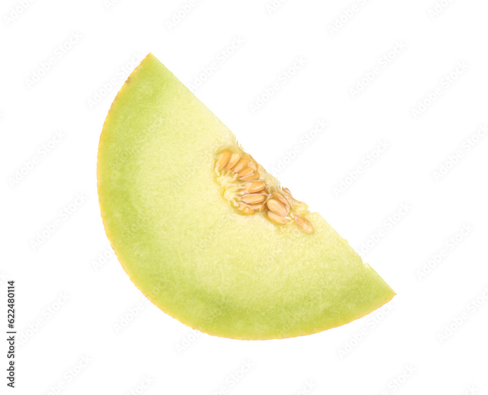 Piece of sweet melon on white background