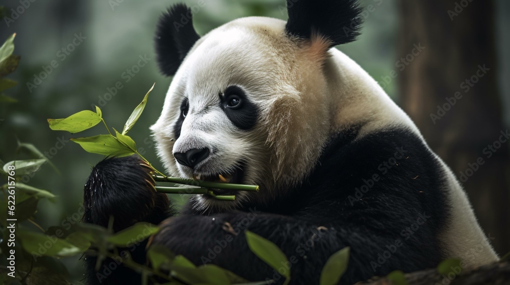 giant panda eating bamboo