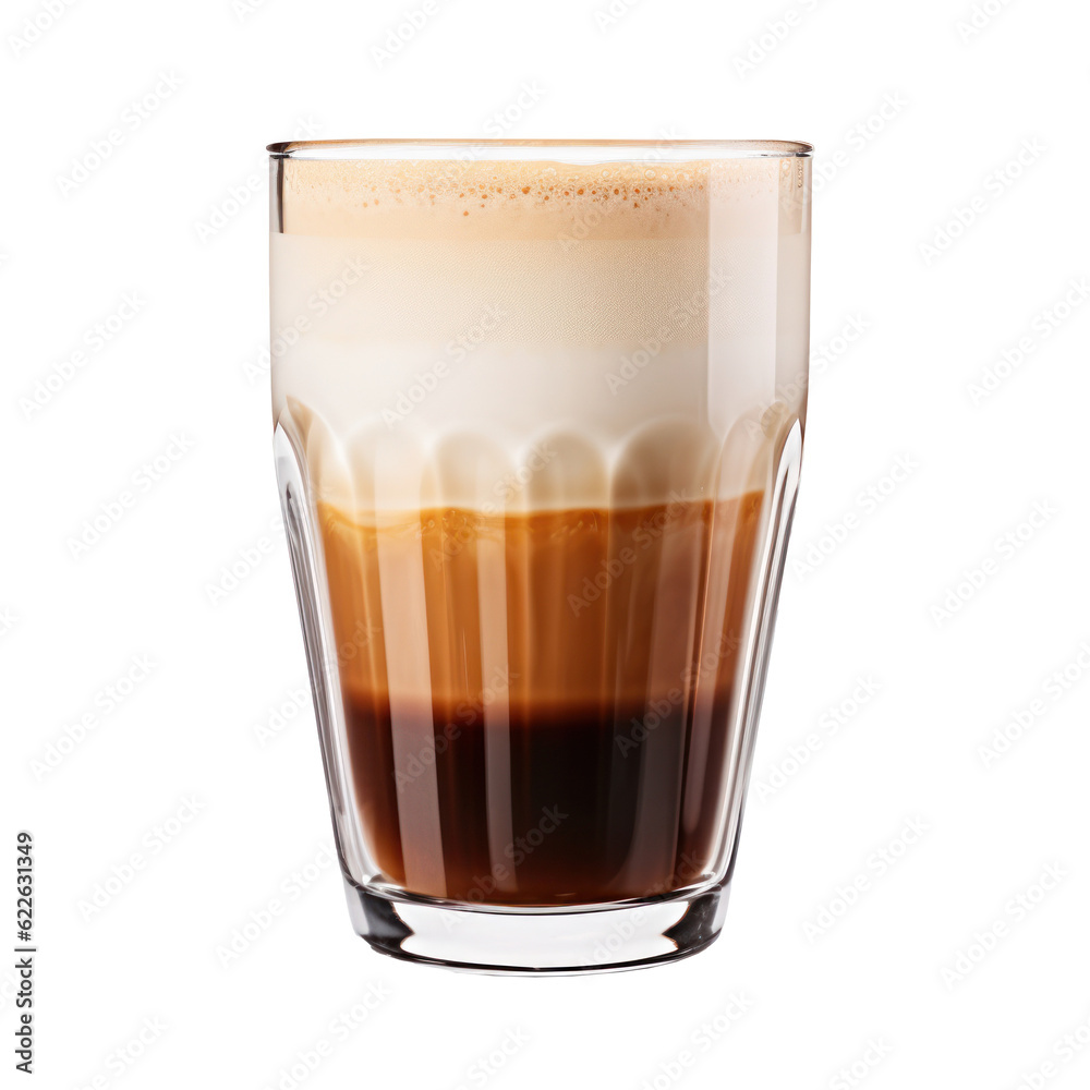 Glass of coffee isolated. Illustration AI Generative.