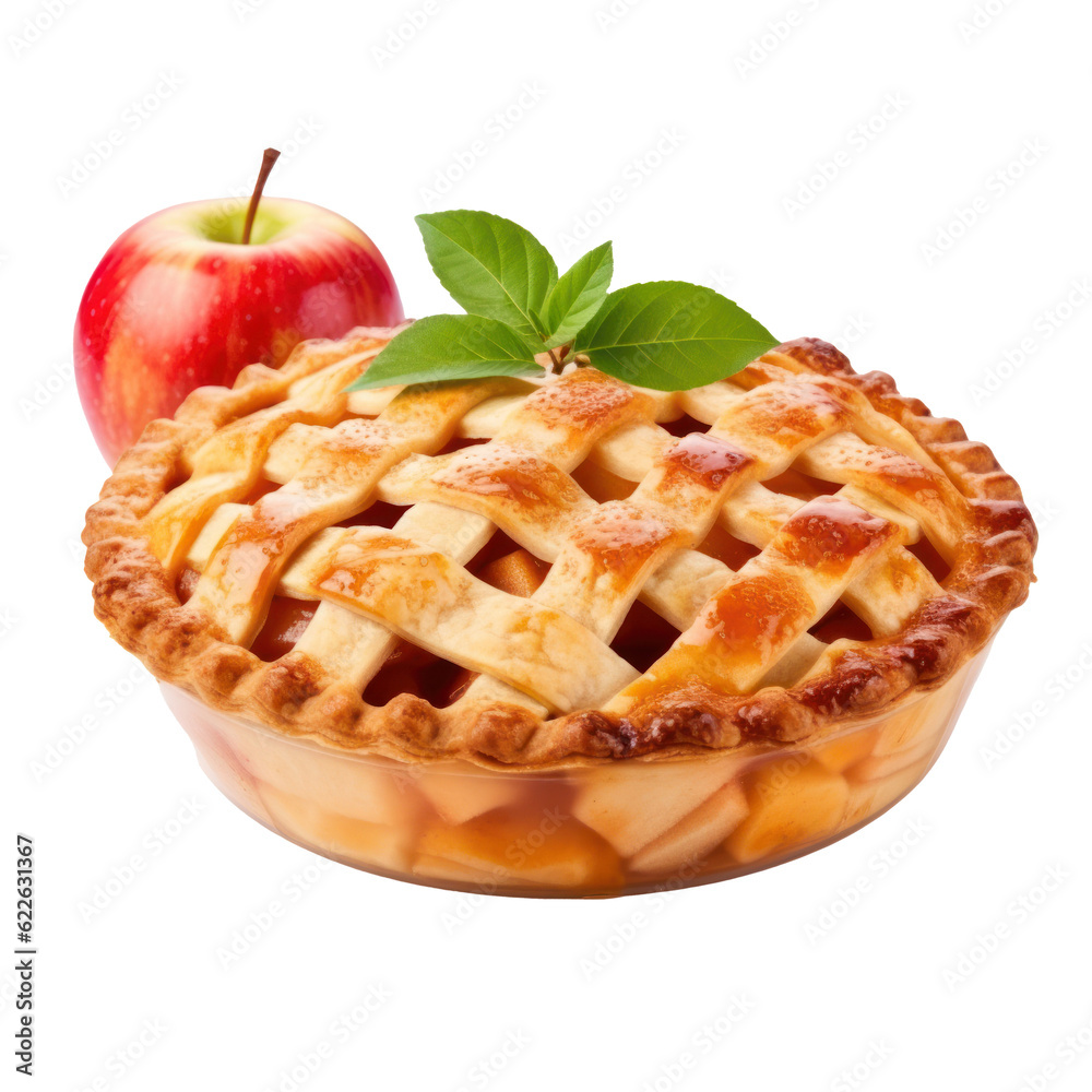 Apple pie isolated. Illustration AI Generative.