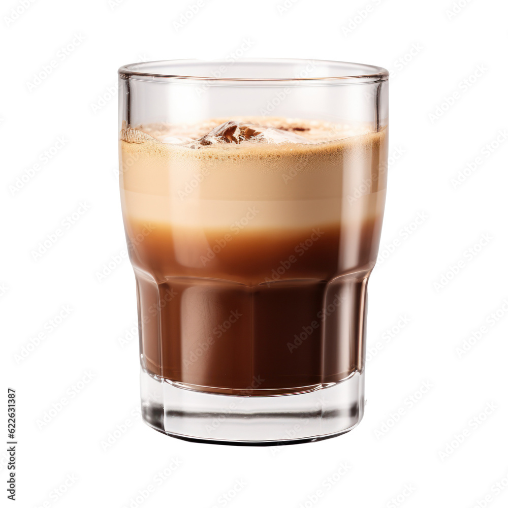 Glass of coffee isolated. Illustration AI Generative.