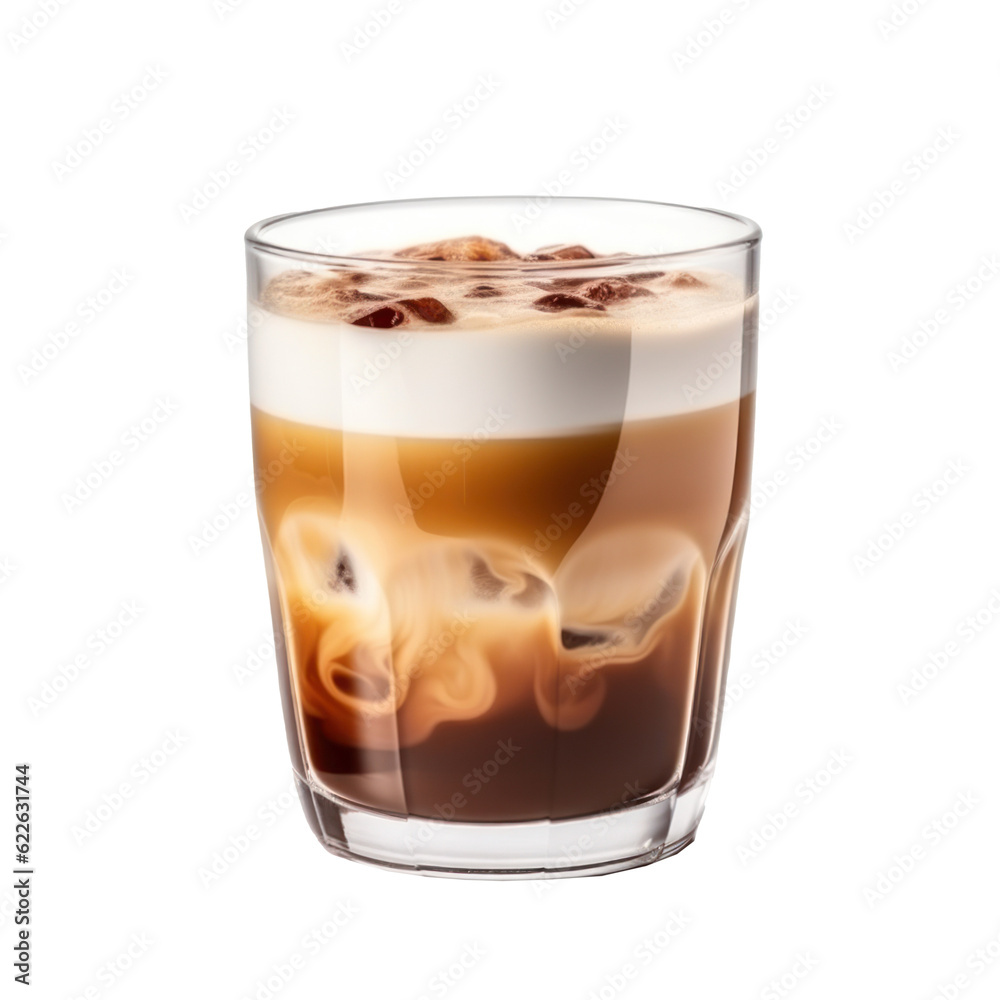 Glass of coffee isolated. Illustration AI Generative.