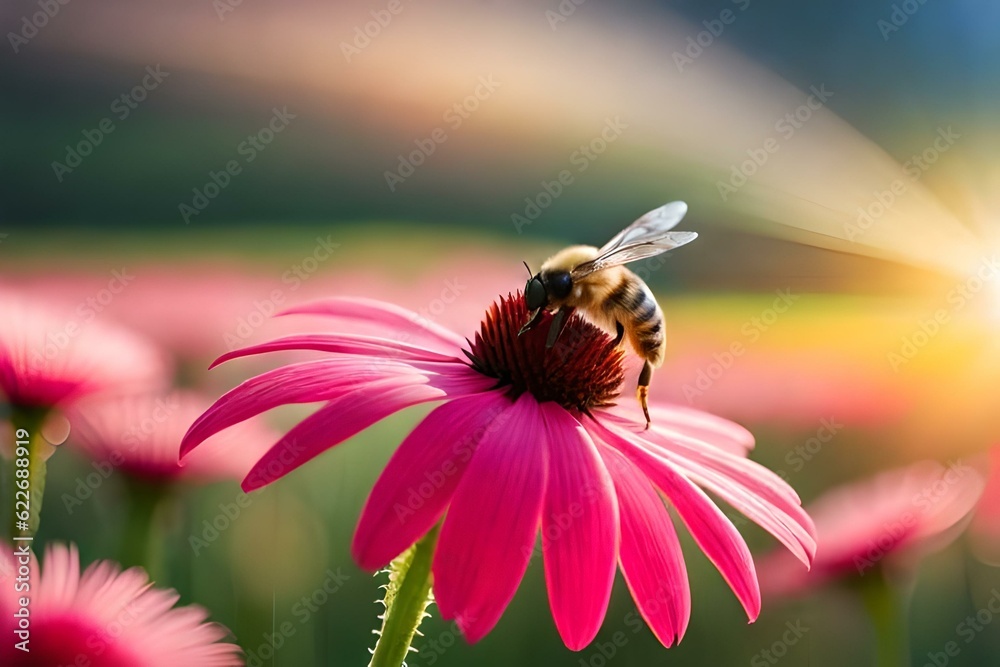 butterfly on flower, a close up shot - Generative AI