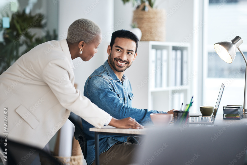 Business people, asian man and talking to colleague in office for planning project, information and 