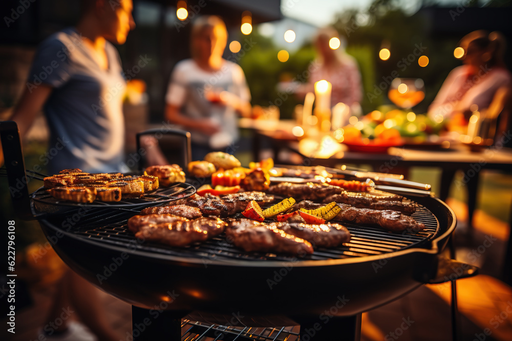 BBQ food party summer grilling meat in the afternoon of weekend happy party.	