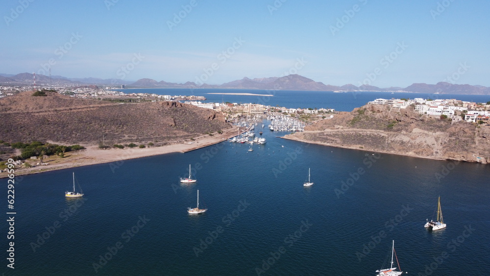 PHOTOGRAPHY WITH DRONE OF SUNSET IN SAN CARLOS BEACH SONORA MEXICO