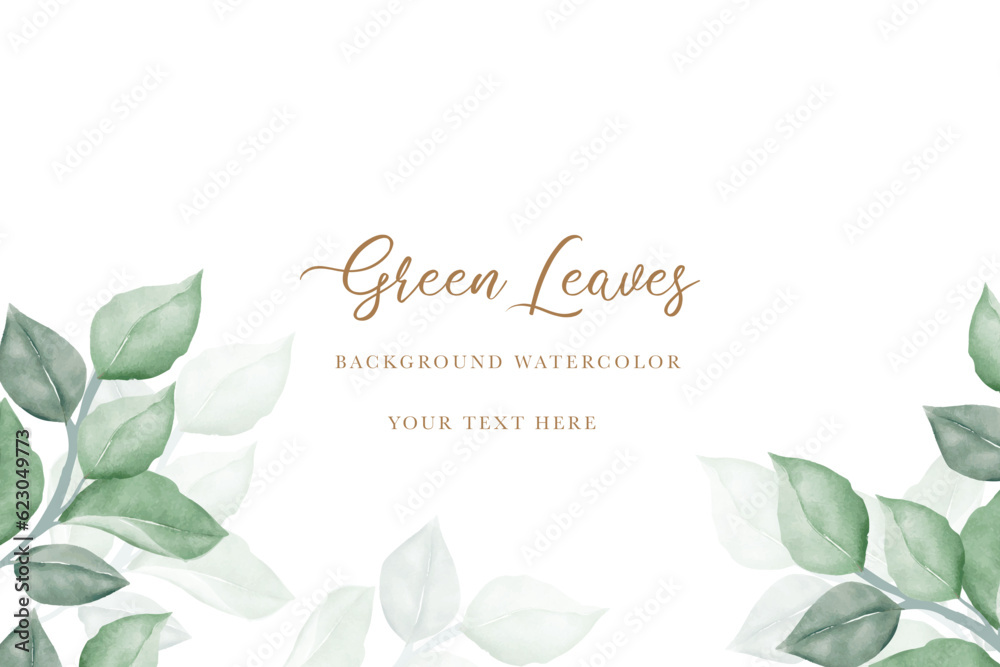 beautiful green leaves background watercolor 