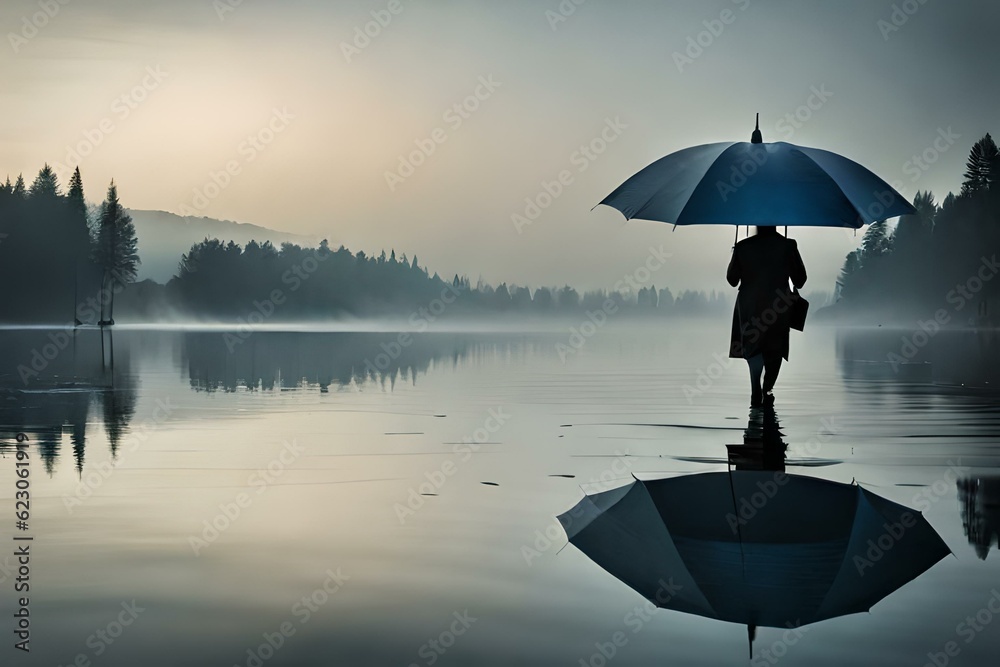 person with umbrella in the rain