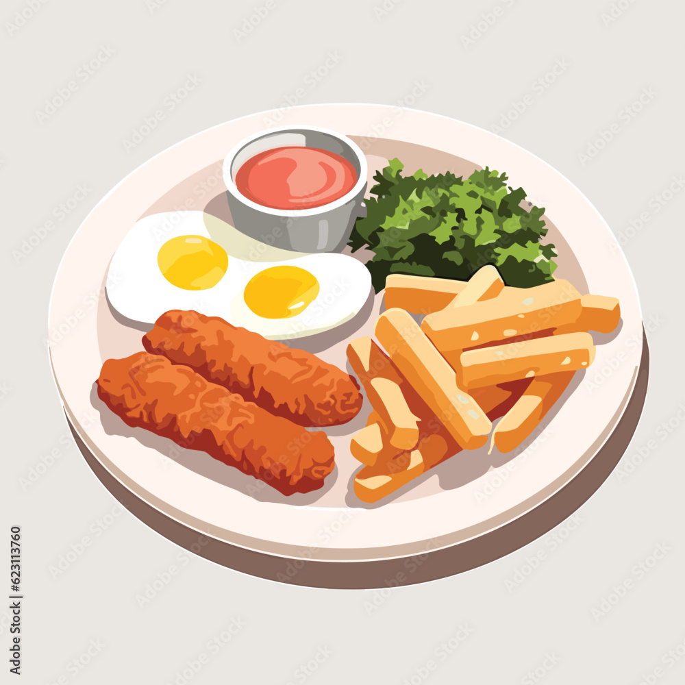 food on plate vector flat minimalistic isolated illustration