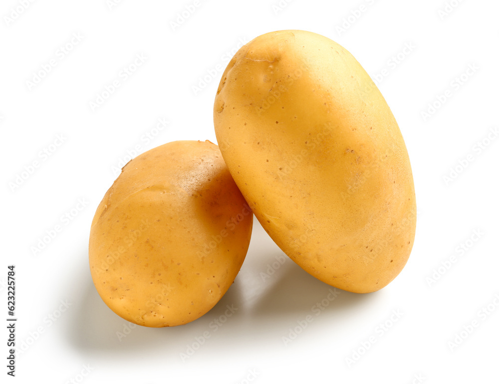 Raw potatoes isolated on white background