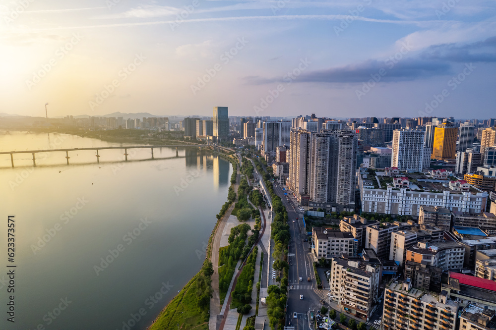 Scenery on the East Bank of Xiangjiang River in Zhuzhou, China