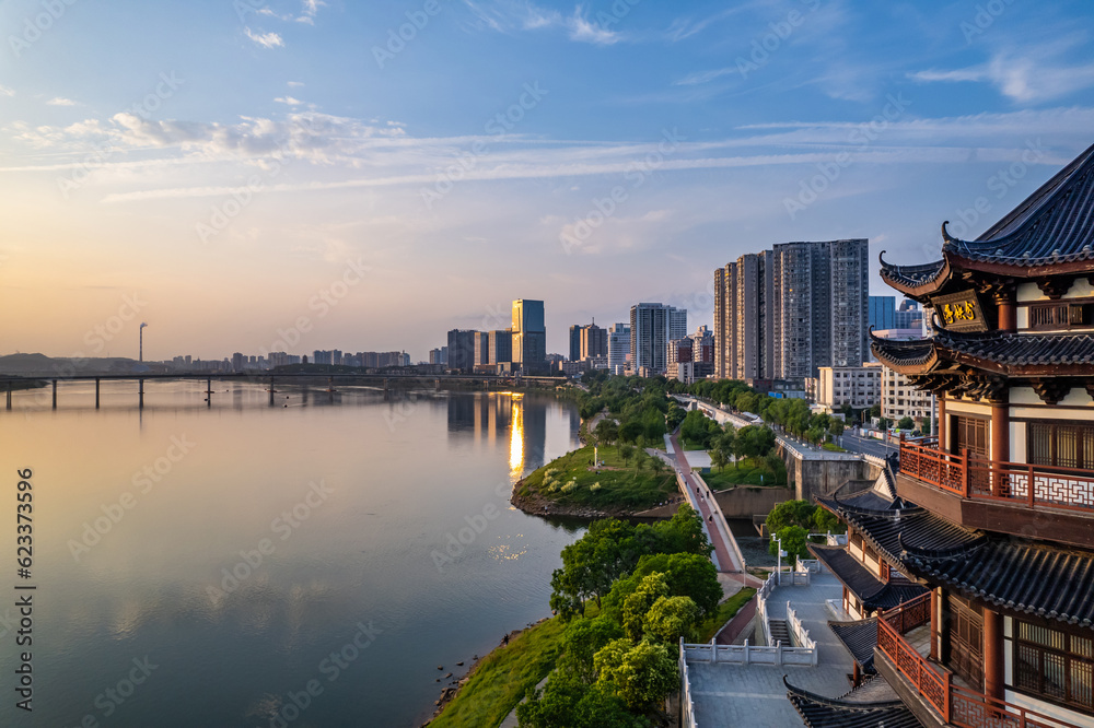 Scenery on the East Bank of Xiangjiang River in Zhuzhou, China