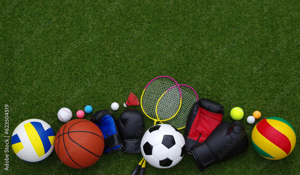 sport equipment on green grass