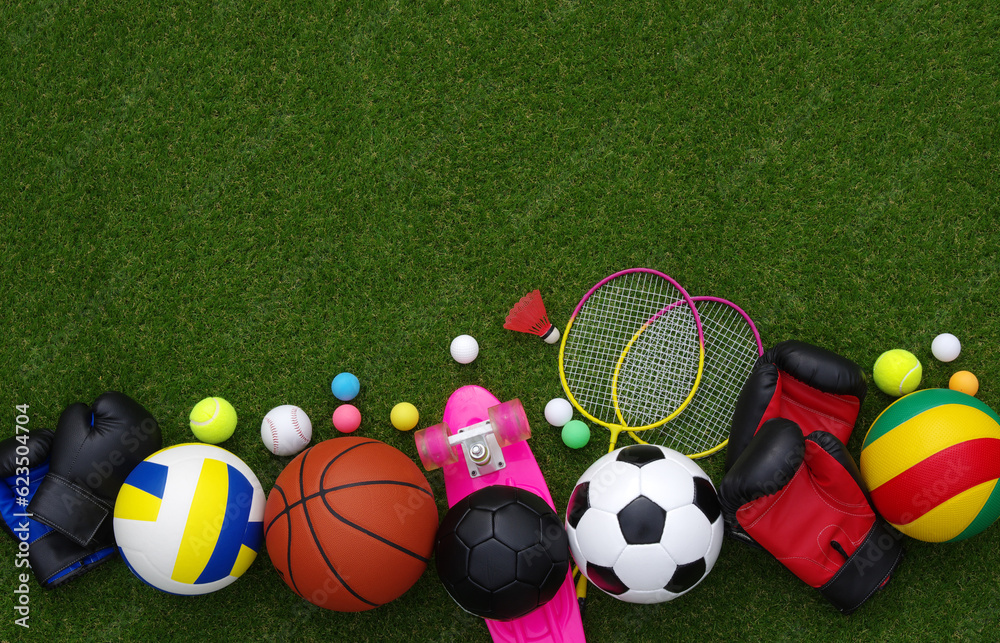 sport equipment on green grass