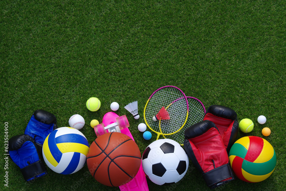 sport equipment on green grass