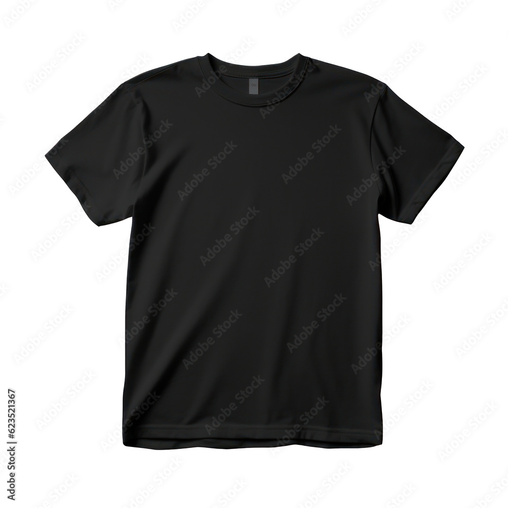 Black t-shirt isolated. Illustration AI Generative.