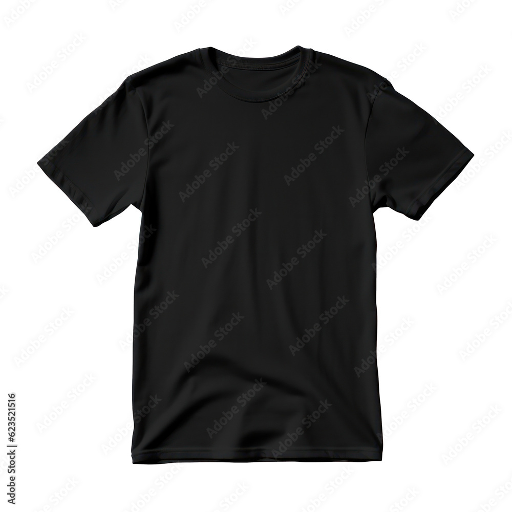 Black t-shirt isolated. Illustration AI Generative.