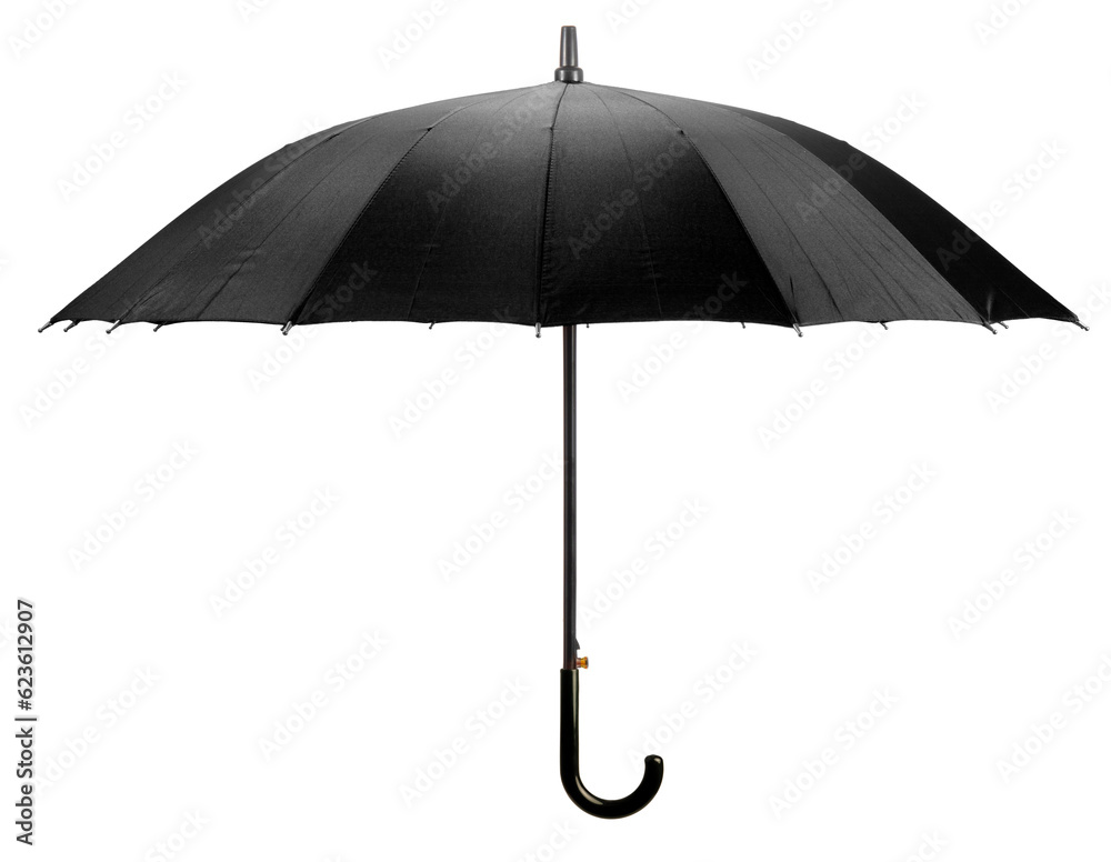 Black color umbrella isolated on white background, Black umbrella on White Background With clipping 